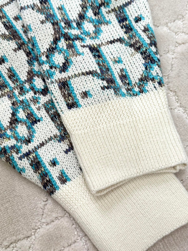 CD 25 Cardigan Crema Blu-verde Lana