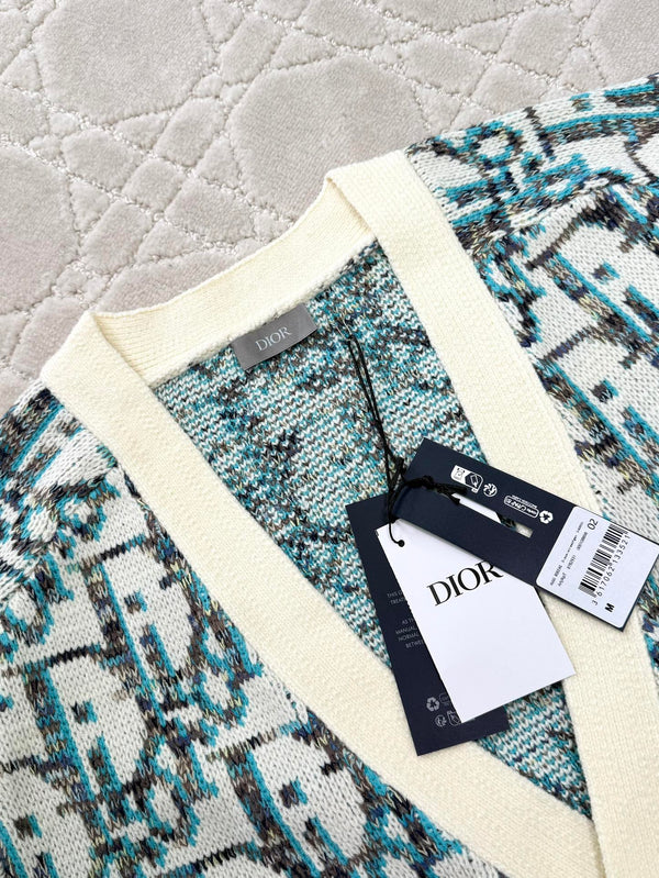 CD 25 Cardigan Crema Blu-verde Lana