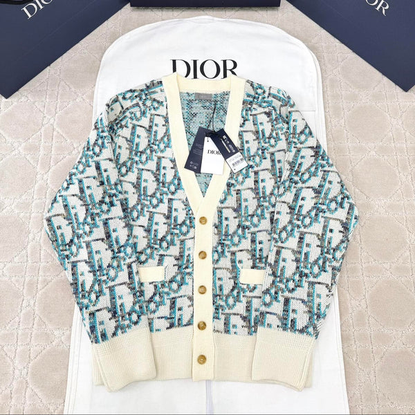 CD 25 Cardigan Cream Blue-green Wool
