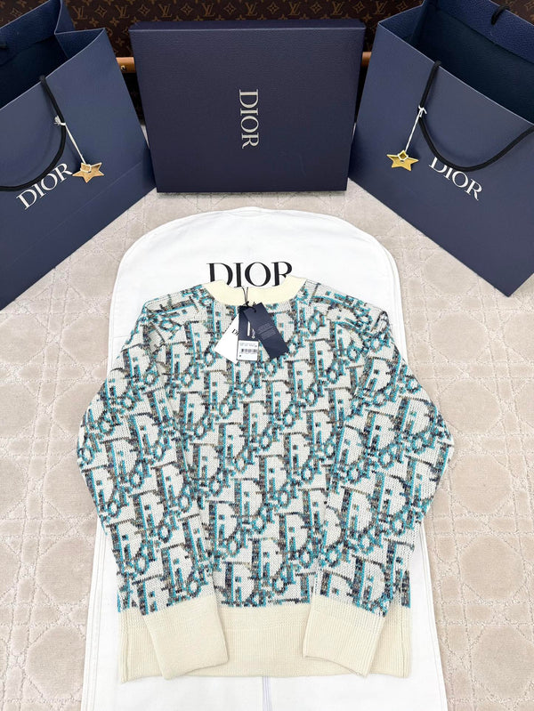 CD 25 Cardigan Crema Blu-verde Lana