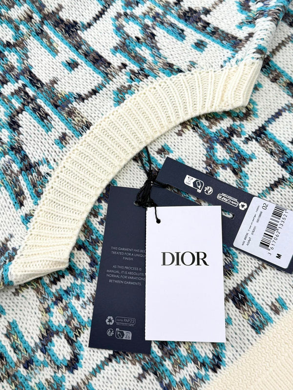 CD 25 Pullover Sweater Cream Blue-green Wool