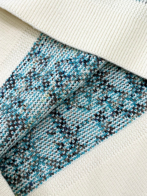 CD 25 Pullover Sweater Cream Blue-green Wool