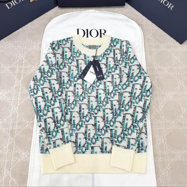 CD 25 Pullover Sweater Cream Blue-green Wool