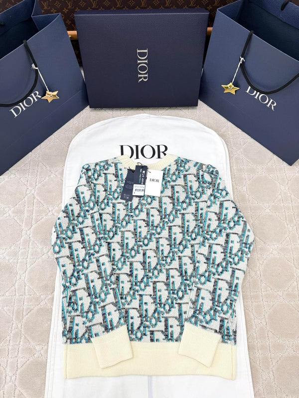 CD 25 Pullover Sweater Cream Blue-green Wool