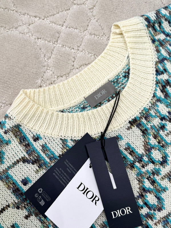 CD 25 Pullover Sweater Cream Blue-green Wool