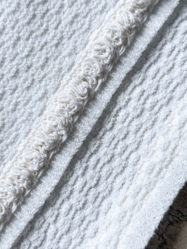 Chanel 25P Long-Sleeve Top White Tweed Pearl Buttons 237299