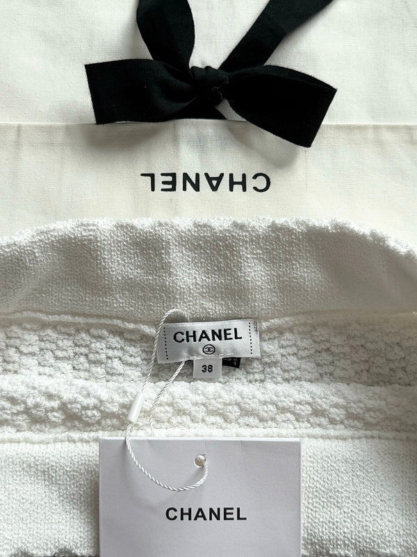 Chanel 25P Mini Skirt White Tweed 237298