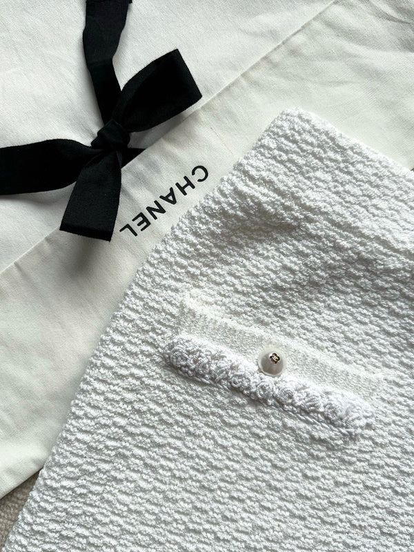 Chanel 25P Mini Skirt White Tweed 237298