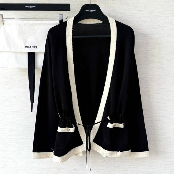 CC 25 V-neck Cardigan Black Laine-Wool