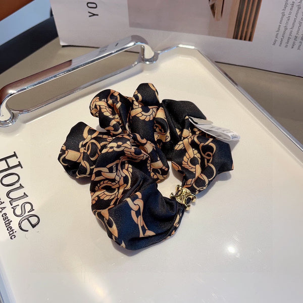 BLACK MIX LIGHT GOLD WRINKLED FABRIC SCRUNCHIE 378901