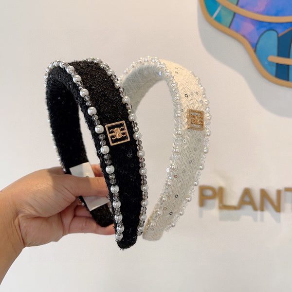 CERCHIETTO IN TWEED BIANCO CON PERLE 412431