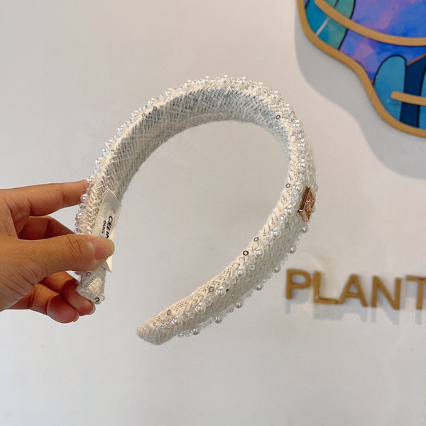 CERCHIETTO IN TWEED BIANCO CON PERLE 412431