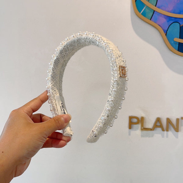 CERCHIETTO IN TWEED BIANCO CON PERLE 412431