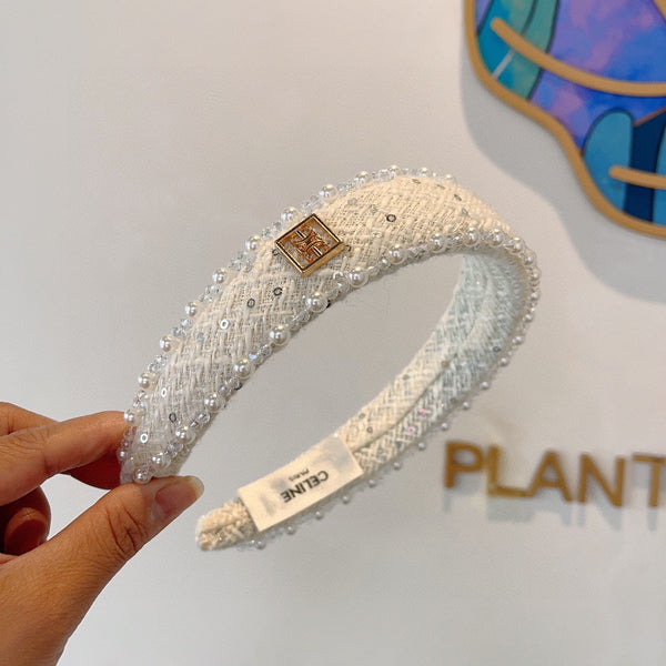 CERCHIETTO IN TWEED BIANCO CON PERLE 412431