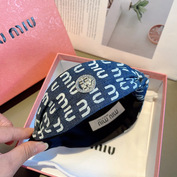 HEADBAND IN PRUSSIAN BLUE DENIM 432756