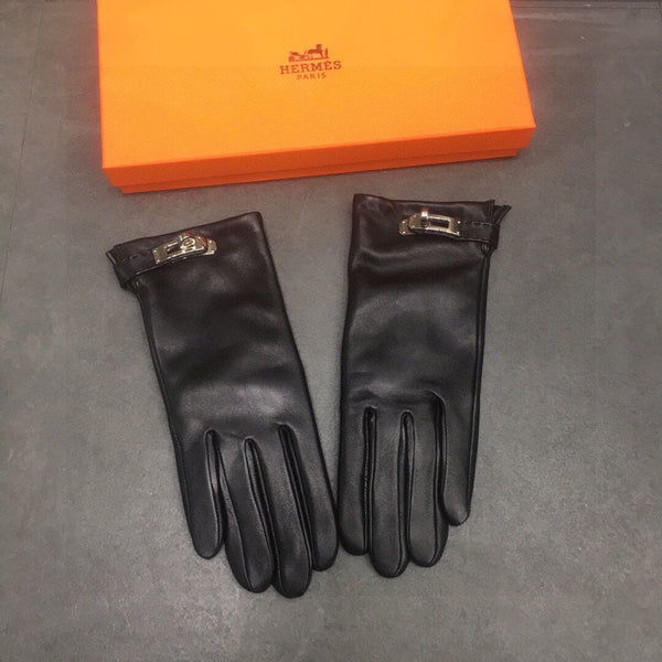 GLOVES WITH LOCK HARDWARE IN BLACK LAMBSKIN 410802