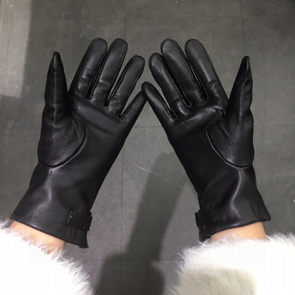 GLOVES WITH LOCK HARDWARE IN BLACK LAMBSKIN 410802