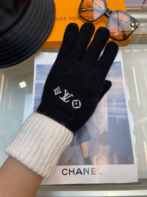 GLOVES IN BLACK MIX WHITE WOOL 458574