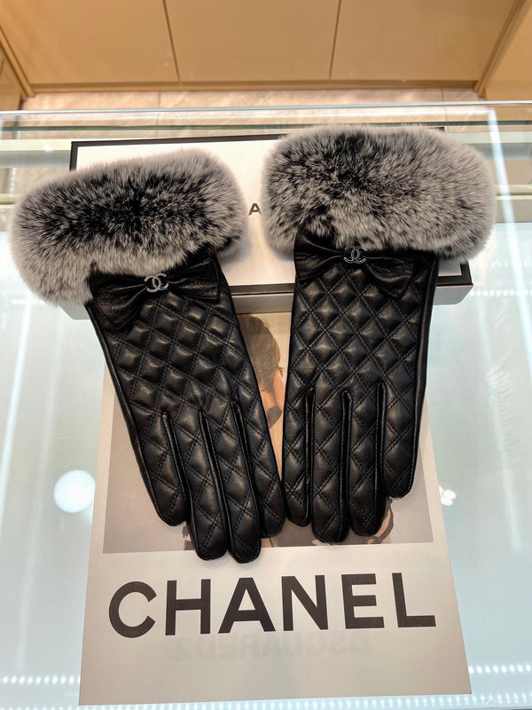 GUANTI IN PELLE DI AGNELLO NERA CON PELLICCIA DI CONIGLIO 463833