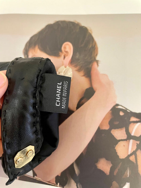 GUANTI SENZA DITA IN PELLE DI MONTONE NERA 463845