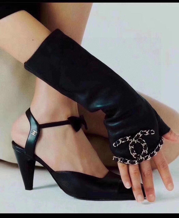 GUANTI DA DITA IN PELLE DI AGNELLO NERA 465053