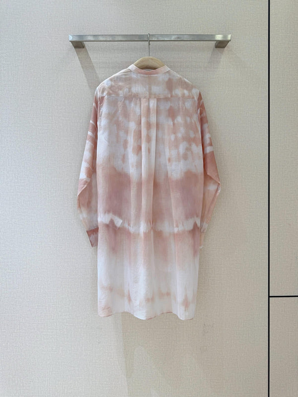 CD Tie-dye Pattern Shirt Pink mix White Cotton