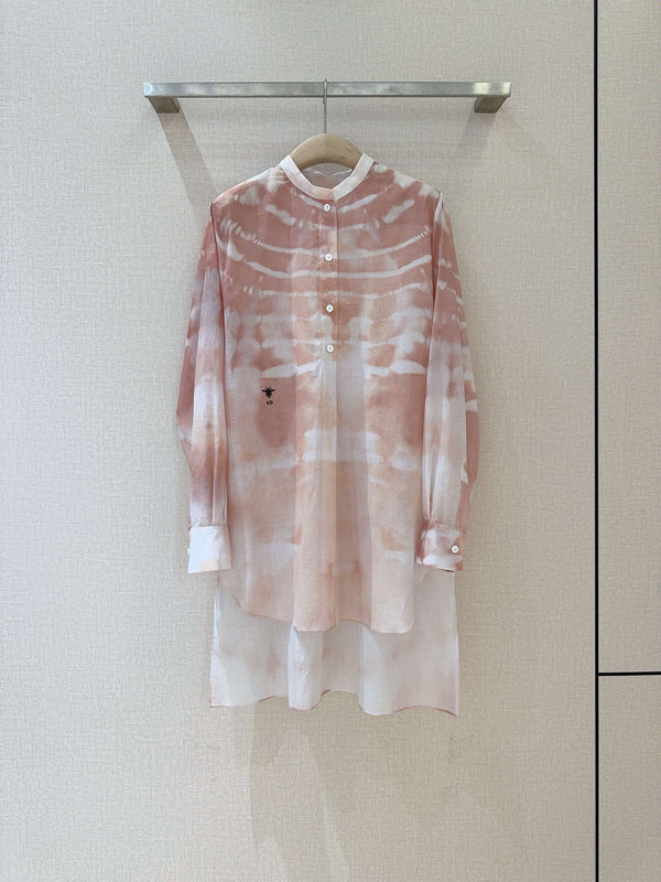 CD Tie-dye Pattern Shirt Pink mix White Cotton
