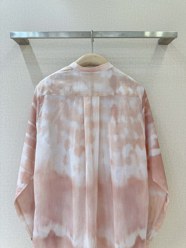CD Tie-dye Pattern Shirt Pink mix White Cotton
