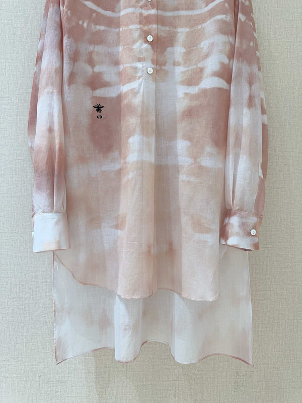 CD Tie-dye Pattern Shirt Pink mix White Cotton