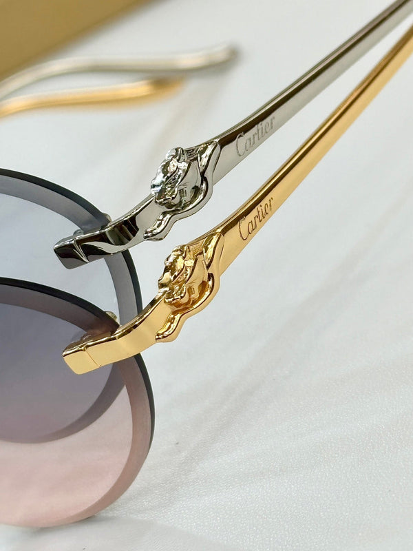 PANTHÈRE RIMLESS ROUND FRAME SUNGLASSES CT0504S IN METAL