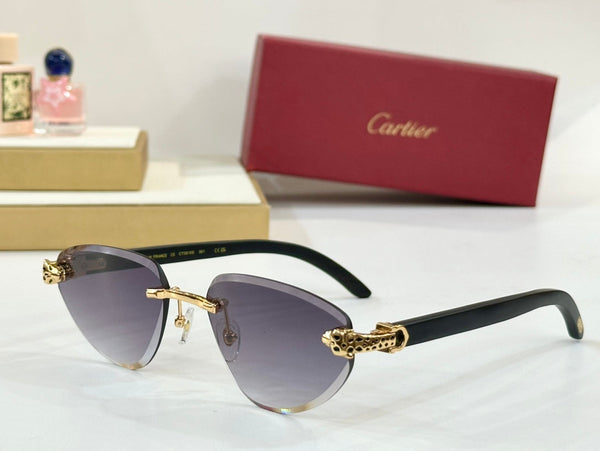 OCCHIALI DA SOLE PANTHÈRE CT0616S CON MONTATURA TRIANGOLARE SENZA MONTATURA IN METALLO E LEGNO