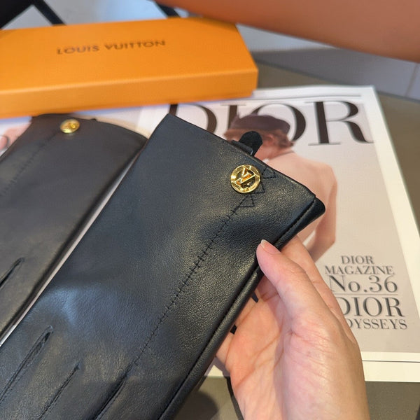 GUANTI LV IN PELLE DI AGNELLO NERA 466819