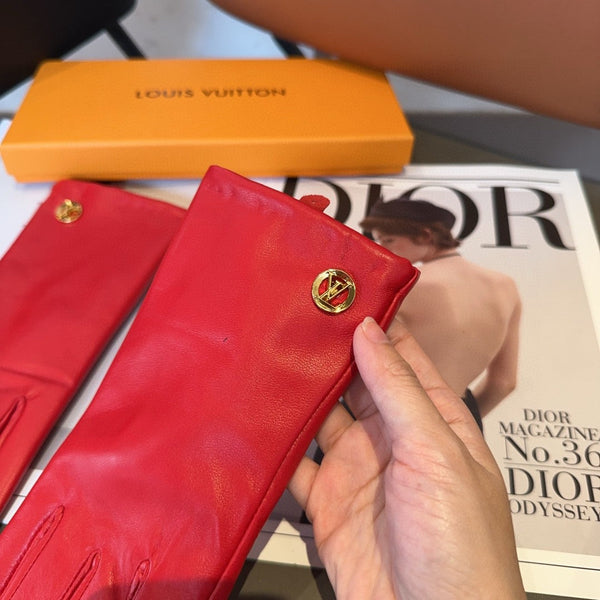 GUANTI LV IN PELLE DI AGNELLO ROSSO CILIEGIA 463909