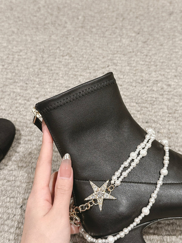 CC MARY JANE SHOES THREE STRAPS BLACK LAMBSKIN WITH GOLD HARDWARE