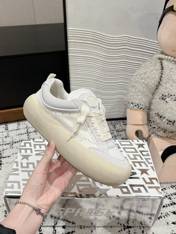 SPACE-STAR CUBE SNEAKERS IN WHITE CALFSKIN MIX CANVAS WITH PERFORATED STAR