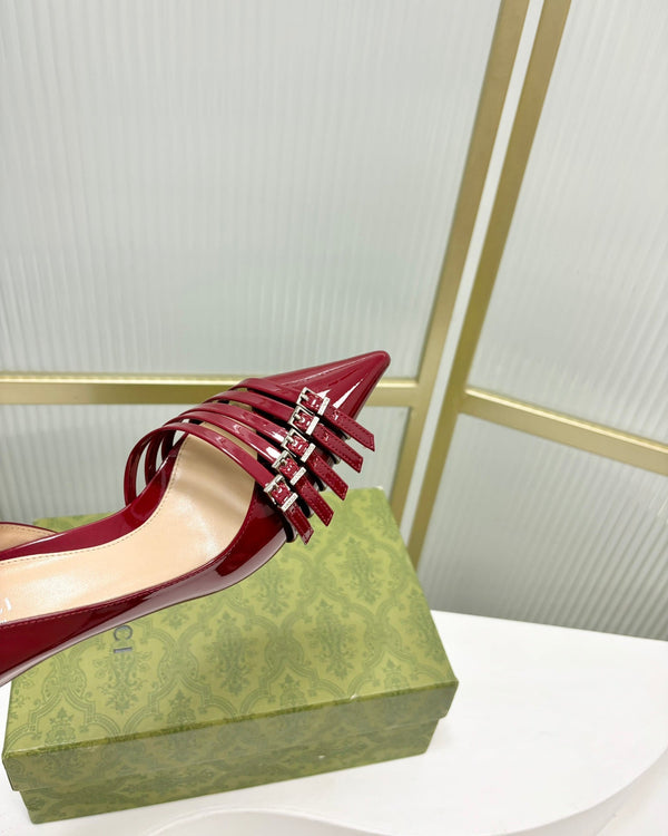 DÉCOLLETÉ ALTO 6 CM IN PELLE DI VITELLO ROSSO CREMISANO