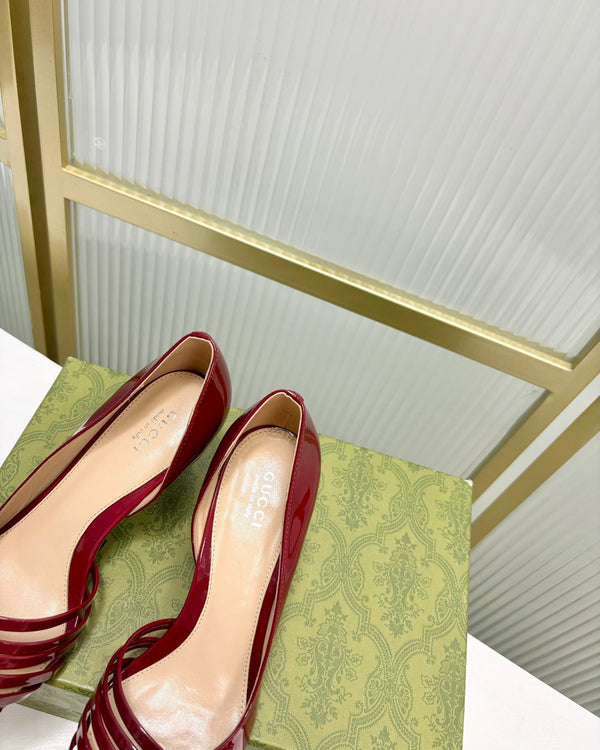 DÉCOLLETÉ ALTO 6 CM IN PELLE DI VITELLO ROSSO CREMISANO