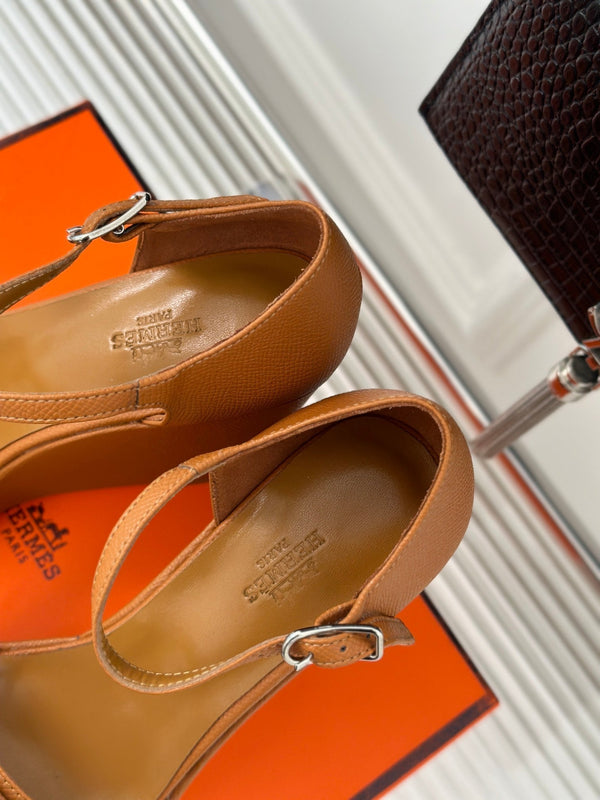 SANDALI CON ZEPPA IN PELLE DI AGNELLO TAWNY