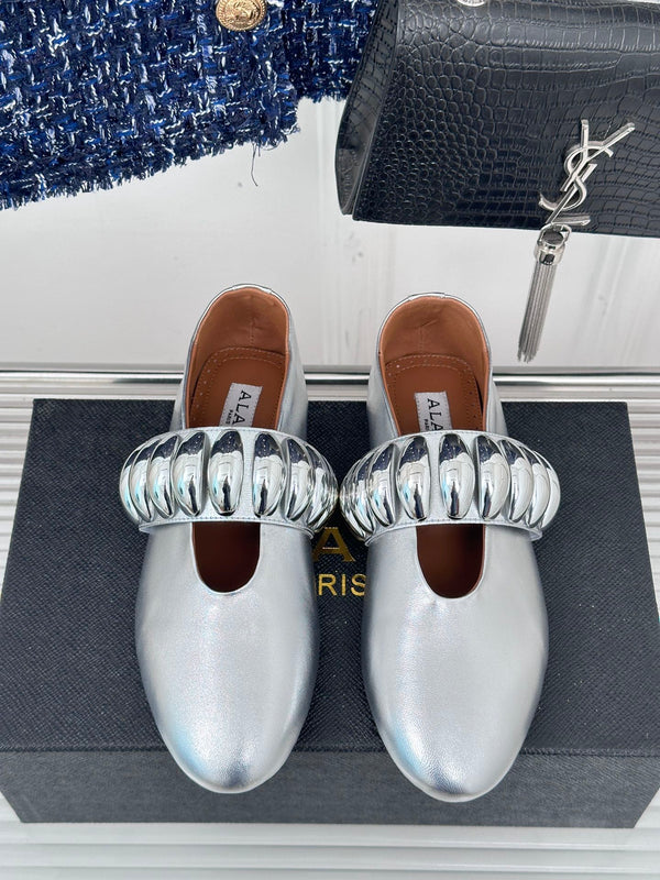 Alaia 25 Mary Jane Jewel Ballerine Argento Pelle di vitello 293243