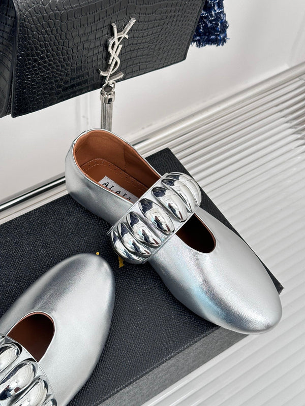 Alaia 25 Mary Jane Jewel Ballerine Argento Pelle di vitello 293243