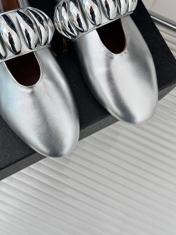 Alaia 25 Mary Jane Jewel Ballerine Argento Pelle di vitello 293243