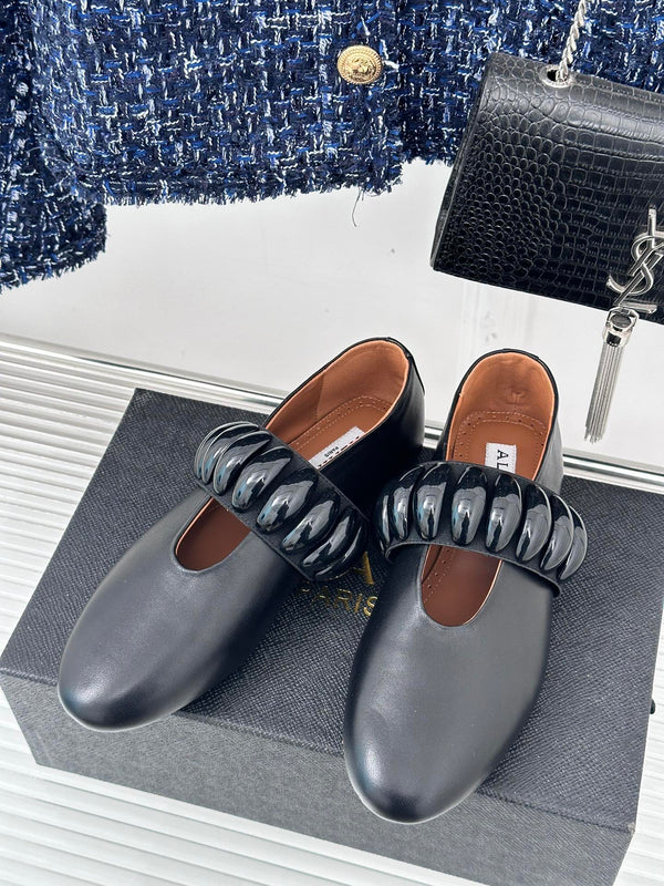 Alaia 25 Mary Jane Jewel Ballerine in pelle di vitello nera 293244