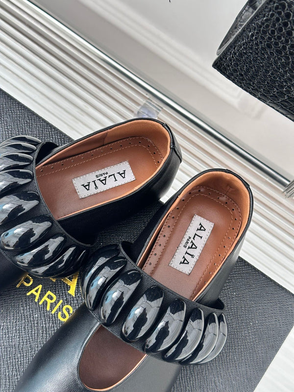 Alaia 25 Mary Jane Jewel Ballerine in pelle di vitello nera 293244