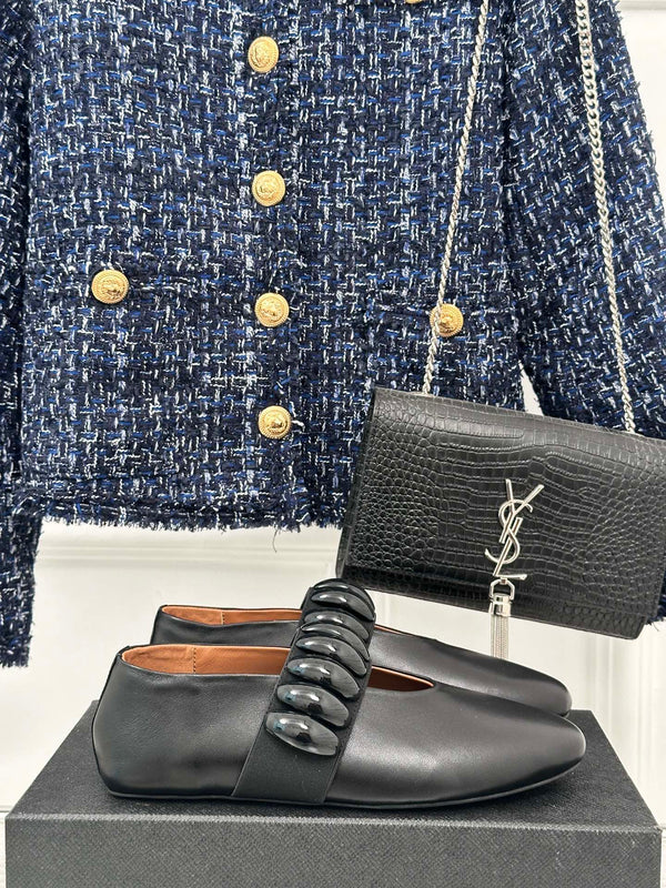 Alaia 25 Mary Jane Jewel Ballerine in pelle di vitello nera 293244