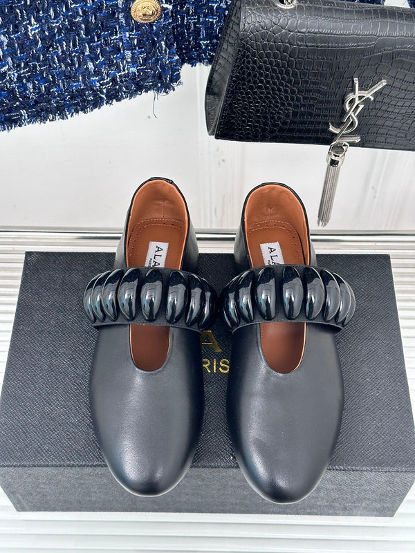 Alaia 25 Mary Jane Jewel Ballerine in pelle di vitello nera 293244