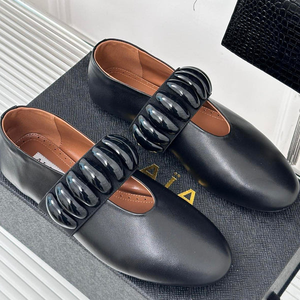 Alaia 25 Mary Jane Jewel Ballerine in pelle di vitello nera 293244