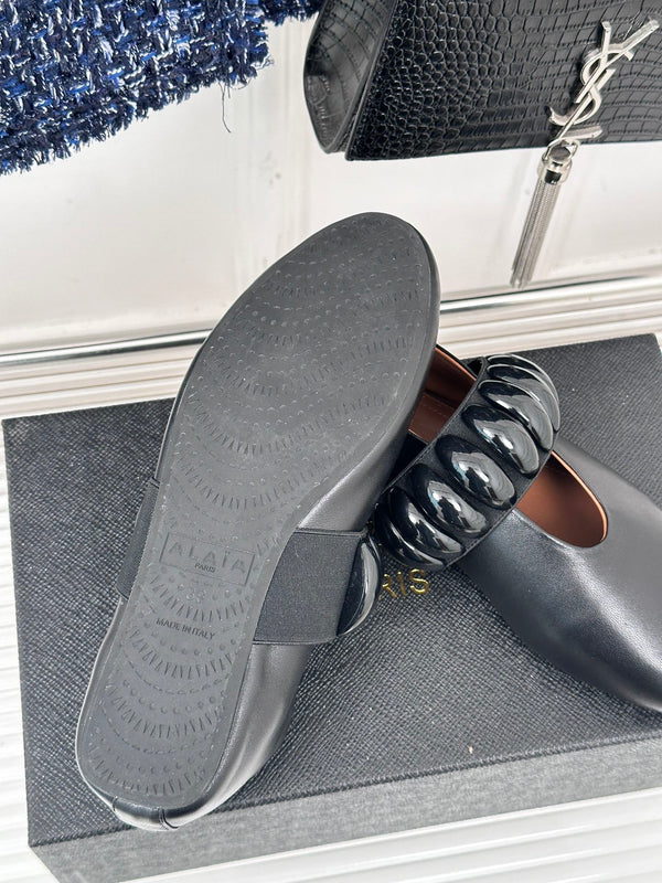 Alaia 25 Mary Jane Jewel Ballerine in pelle di vitello nera 293244