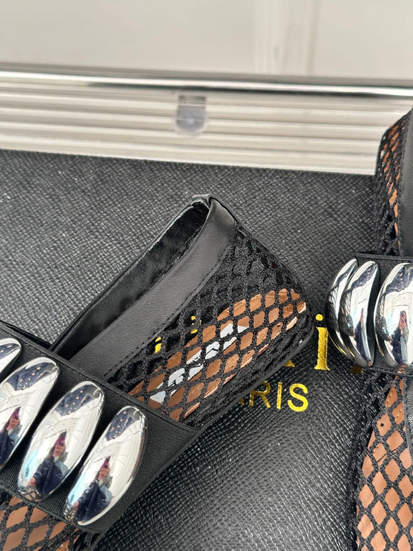 Alaia 25 Mary Jane Mesh Ballet Flats Black Calfskin 293248