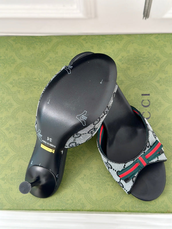 GG Vintage High Heel Slippers Black