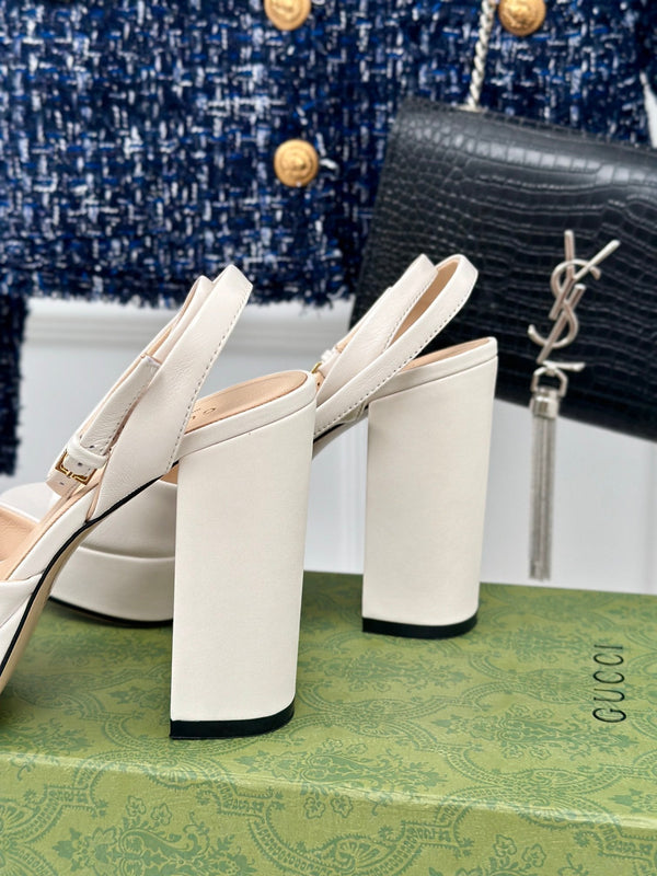 horsebit 11cm platform sandal cream calfskin